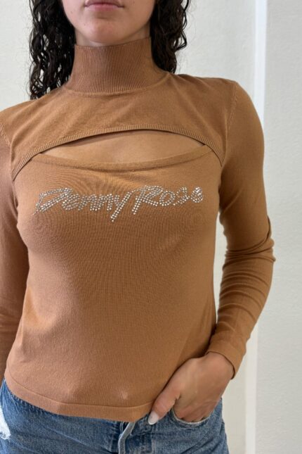 MAGLIA LUPETTO CUT OUT CAMMELLO Denny Rose