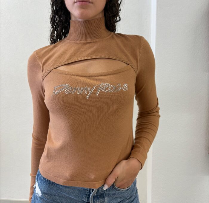 MAGLIA LUPETTO CUT OUT CAMMELLO Denny Rose