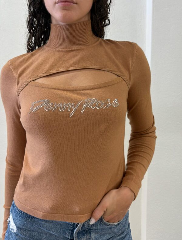 MAGLIA LUPETTO CUT OUT CAMMELLO Denny Rose