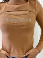 MAGLIA LUPETTO CUT OUT CAMMELLO Denny Rose