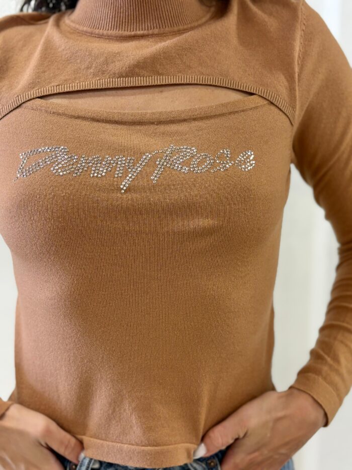 MAGLIA LUPETTO CUT OUT CAMMELLO Denny Rose