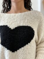 MAGLIA PULL LATTE CUORE NERO Denny Rose