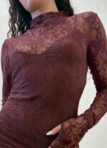ABITO IN PIZZO BORDEAUX LONG DRESS ODETTE Aniye