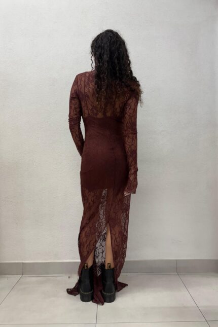 ABITO IN PIZZO BORDEAUX LONG DRESS ODETTE Aniye