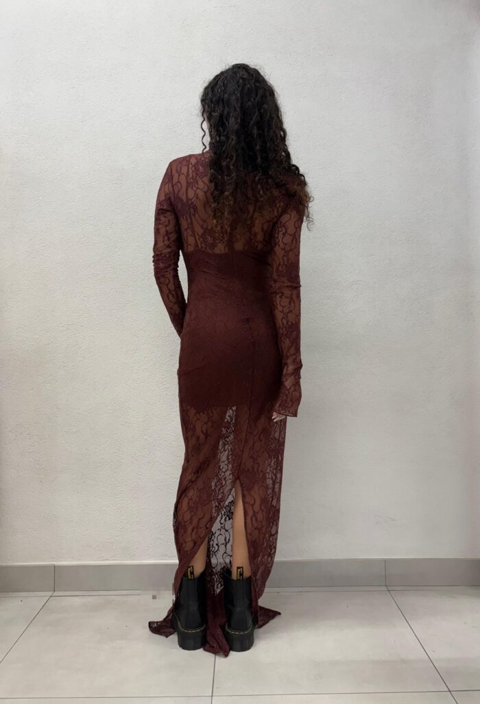 ABITO IN PIZZO BORDEAUX LONG DRESS ODETTE Aniye