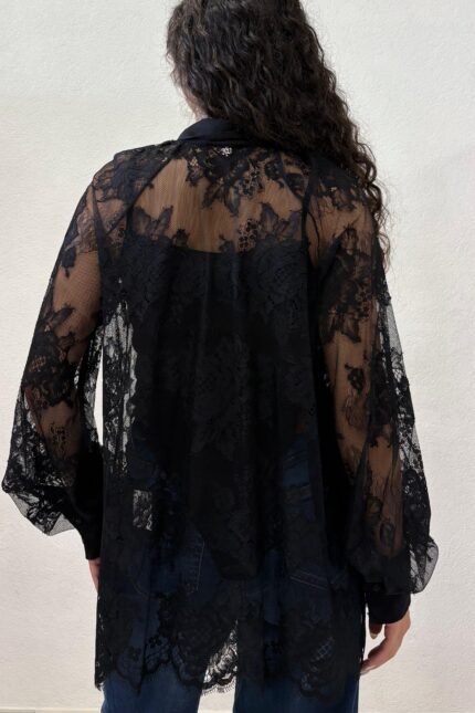 CAMICIA IN PIZZO NERO CHEMISETTE LACE Aniye By
