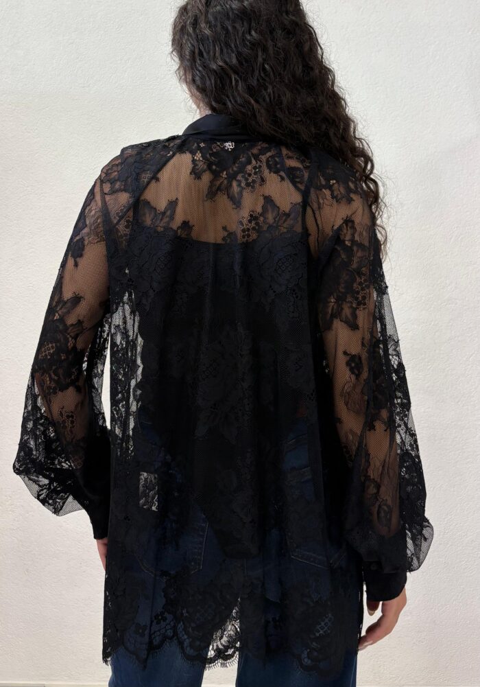 CAMICIA IN PIZZO NERO CHEMISETTE LACE Aniye By
