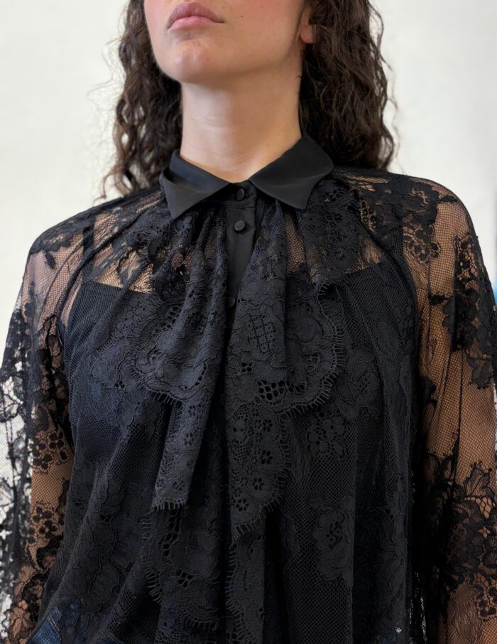 CAMICIA IN PIZZO NERO CHEMISETTE LACE Aniye By