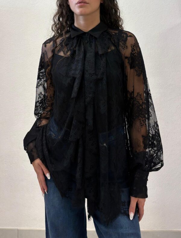 CAMICIA IN PIZZO NERO CHEMISETTE LACE Aniye By