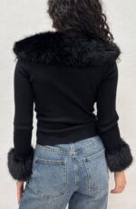 CARDIGAN NERO ECOPELLICCIA No Secrets