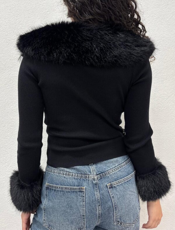 CARDIGAN NERO ECOPELLICCIA No Secrets