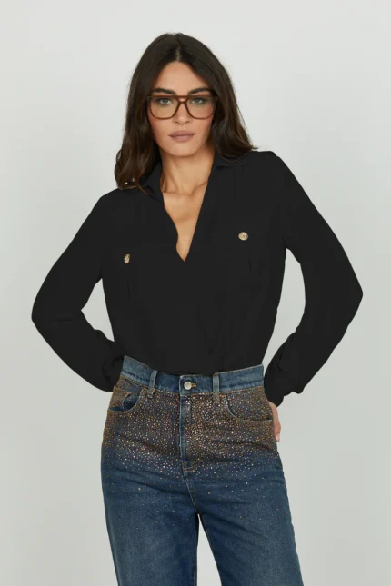 CAMICIA BLUSA NERA A BODY Relish