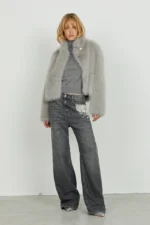 JEANS FLARE GRIGIO PERLE E STRASS GISELLE Relish
