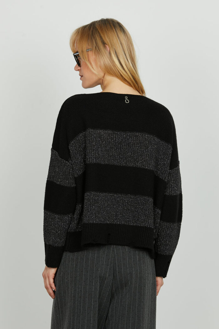 MAGLIA PULL NERO A RIGHE LUREX Relish