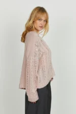 MAGLIA PULL ROSA TRECCE E STRASS SEFIRO Relish