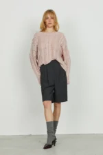 MAGLIA PULL ROSA TRECCE E STRASS SEFIRO Relish