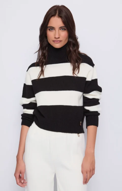 PULL RIGHE BIANCO E NERO Denny Rose