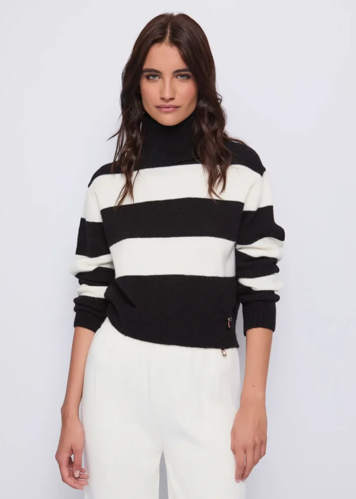 PULL RIGHE BIANCO E NERO Denny Rose