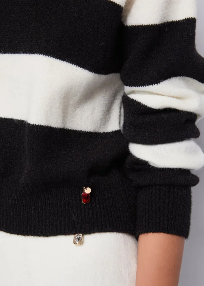 PULL RIGHE BIANCO E NERO Denny Rose
