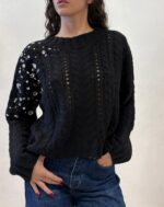 MAGLIA PULL NERO TRECCE E STRASS SEFIRO Relish