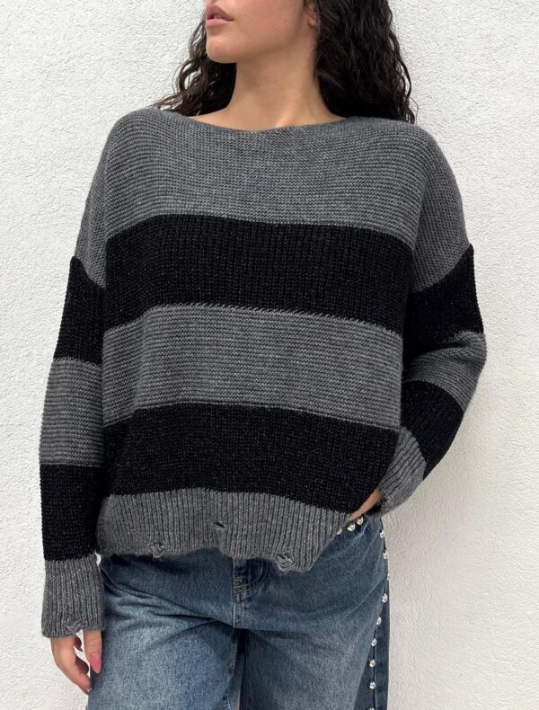 MAGLIA PULL GRIGIO A RIGHE LUREX CALIN Relish