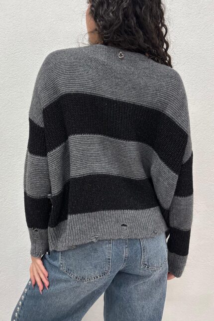 MAGLIA PULL GRIGIO A RIGHE LUREX CALIN Relish