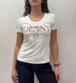 T-SHIRT BIANCA LOGO E STRASS Denny Rose