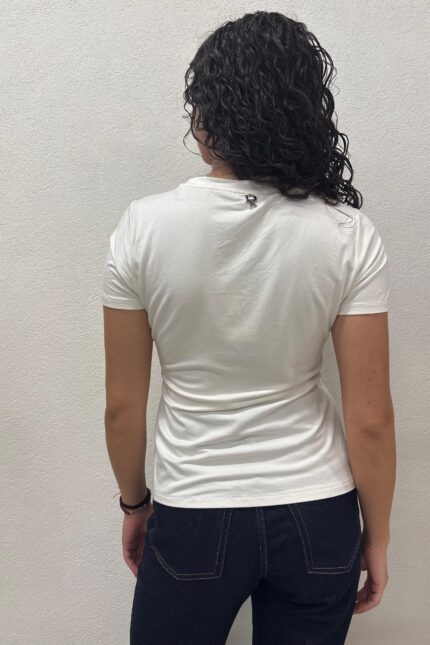 T-SHIRT BIANCA LOGO E STRASS Denny Rose