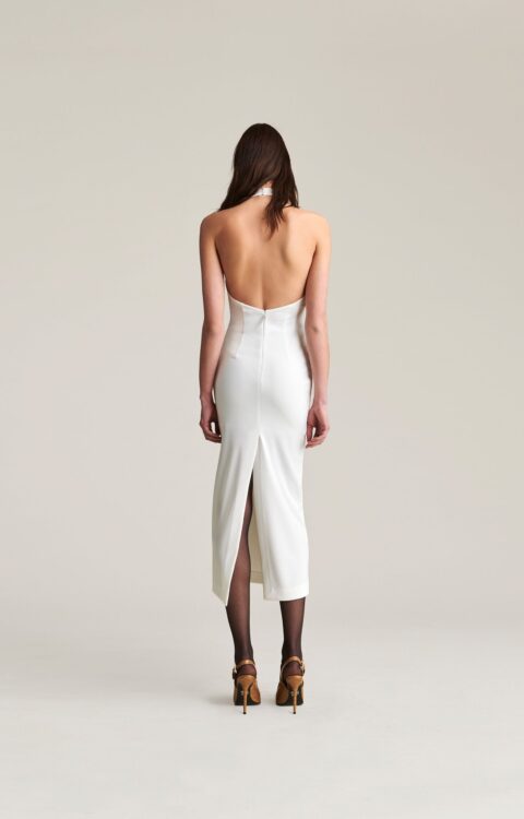 ABITO BIANCO DRESS JABOT MIDI' SIENNA Aniye By