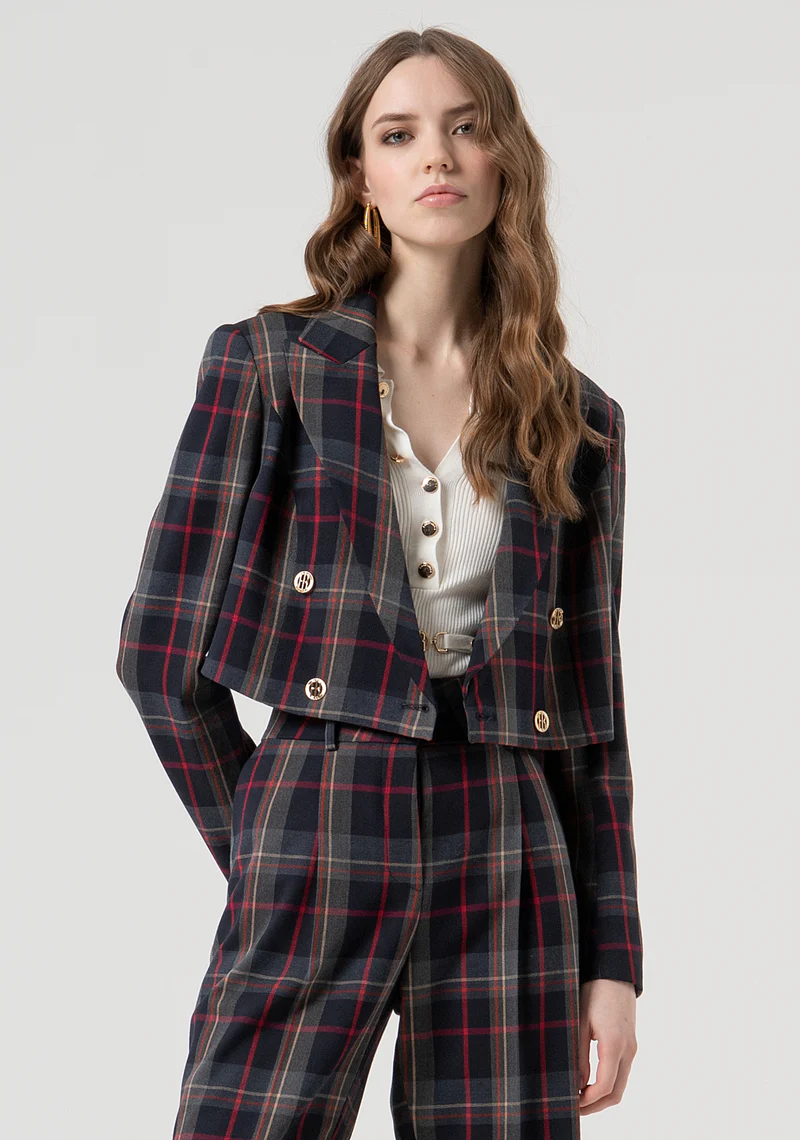 BLAZER CROP TARTAN Fracomina BLAZER CROP TARTAN Fracomina