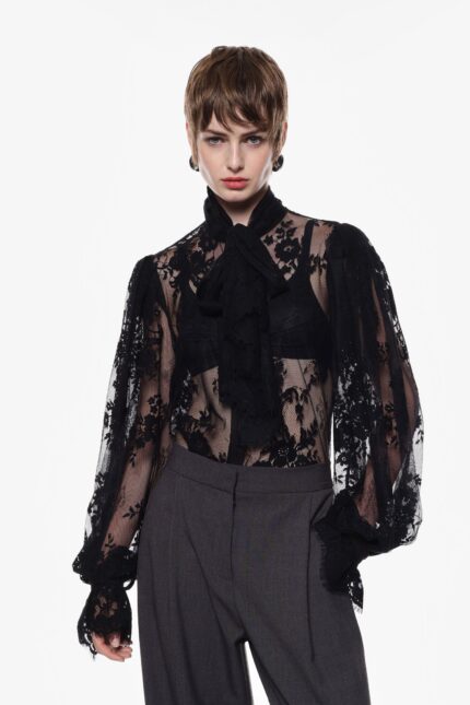 CAMICIA NERA IN PIZZO Imperial