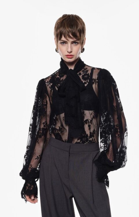 CAMICIA NERA IN PIZZO Imperial