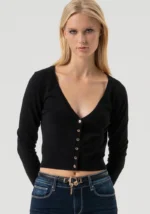 CARDIGAN CROP “V” NERO Fracomina