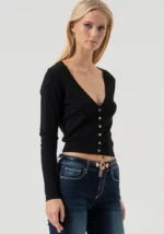 CARDIGAN CROP “V” NERO Fracomina