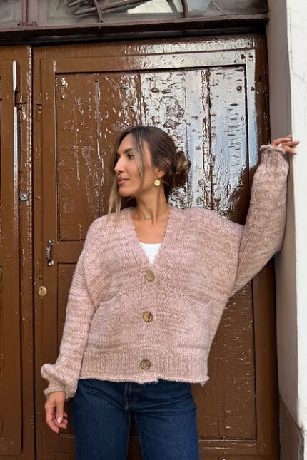 CARDIGAN OVER ROSA MÉLANGE Haveone