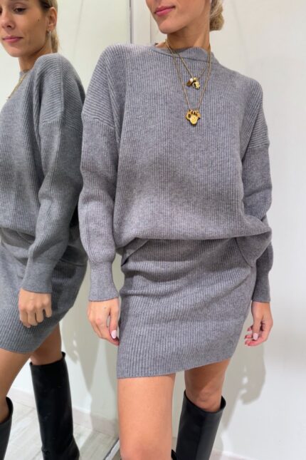 COMPLETO MAGLIA E GONNA GRIGIO Haveone
