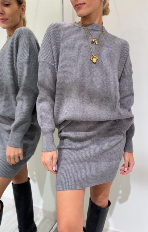 COMPLETO MAGLIA E GONNA GRIGIO Haveone