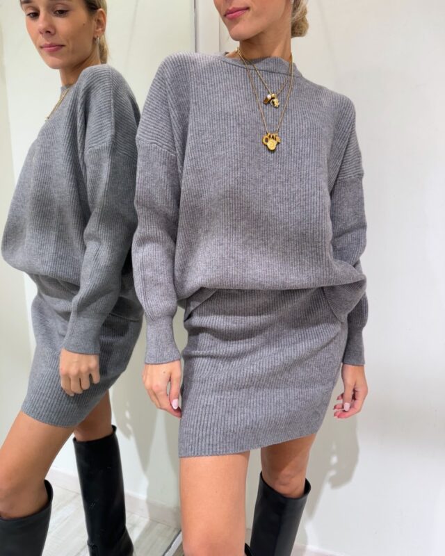 COMPLETO MAGLIA E GONNA GRIGIO Haveone