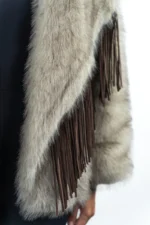 ECOPELLICCIA BEIGE FRANGE Le Volière