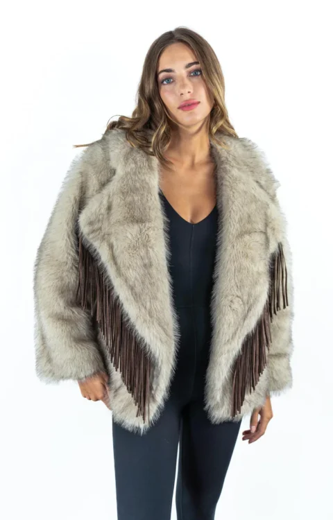 ECOPELLICCIA BEIGE FRANGE Le Volière