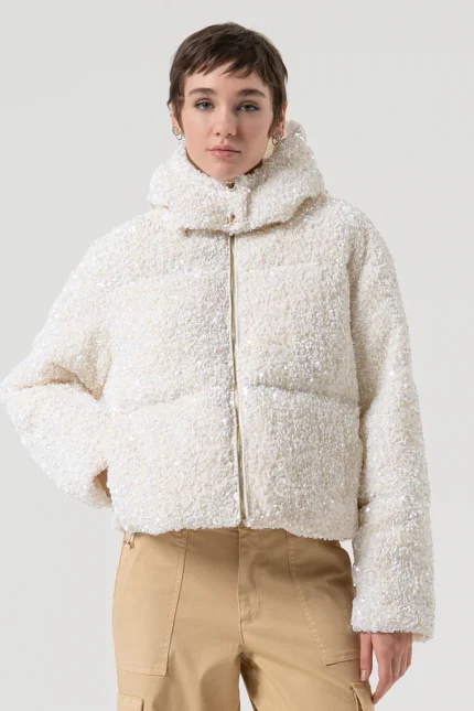 GIACCA PIUMINO BIANCO IN PAILLETTES Fracomina