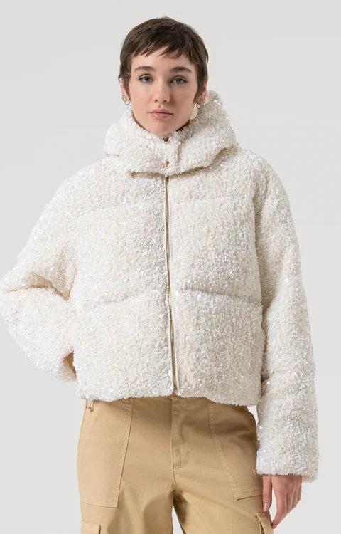 GIACCA PIUMINO BIANCO IN PAILLETTES Fracomina