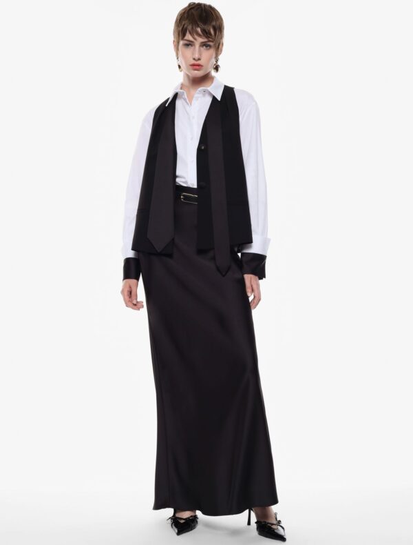 GONNA LUNGA SATIN NERA Imperial