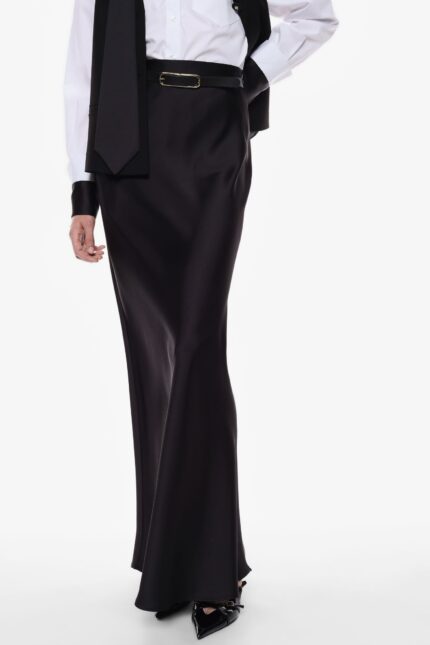 GONNA LUNGA SATIN NERA Imperial