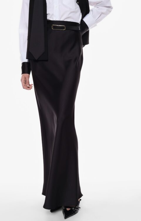 GONNA LUNGA SATIN NERA Imperial