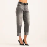 JEANS RISVOLTO CON CINTURA GRIGIO Have One