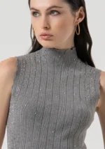 TOP LUPETTO STRASS GRIGIO Fracomina