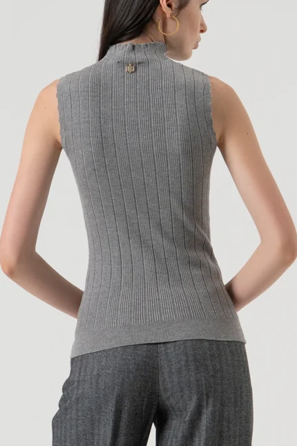 TOP LUPETTO STRASS GRIGIO Fracomina