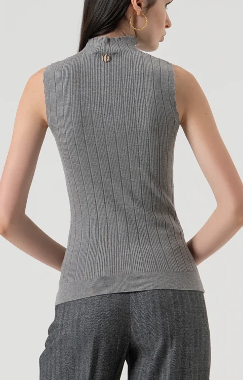 TOP LUPETTO STRASS GRIGIO Fracomina