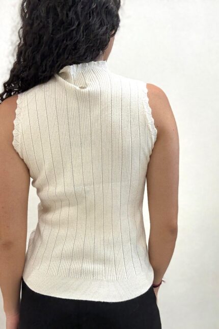 TOP LUPETTO STRASS PANNA Fracomina